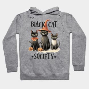 Black cat Society halloween Vintage Hoodie